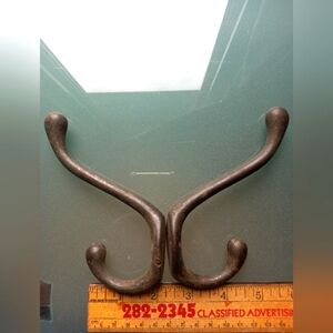 Pair of Vintage Metal Double Hooks